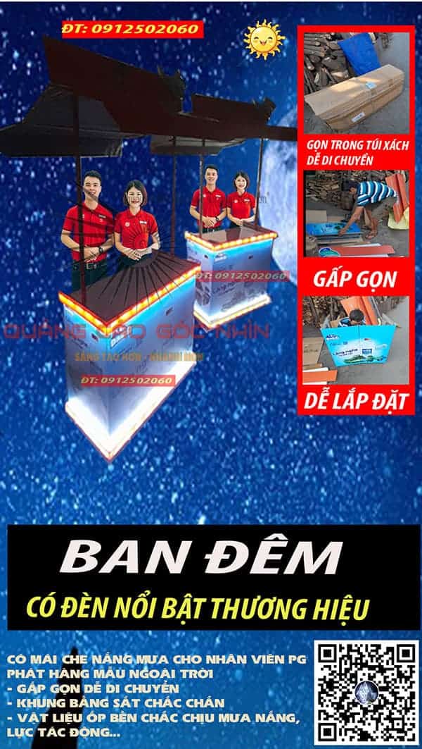 xe đẩy bán hàng gấp gọn