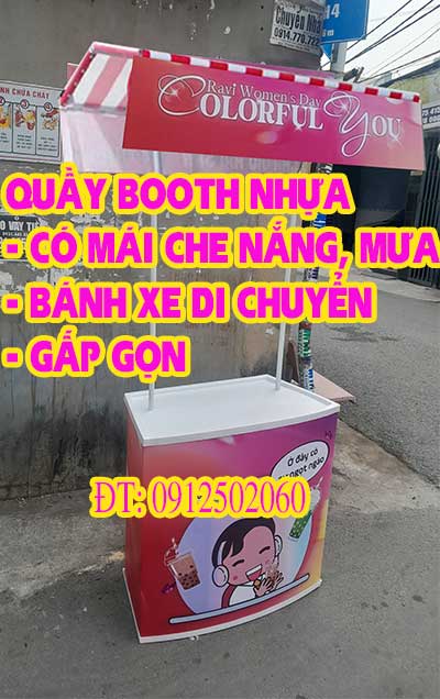 booth nhựa có mái che nắng